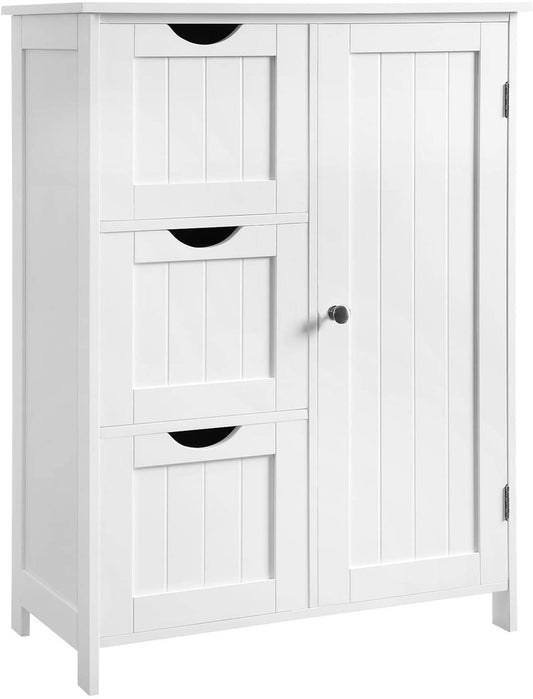 VASAGLE Floor Cabinet with 3 Drawers and Adjustable Shelf White BBC49WT