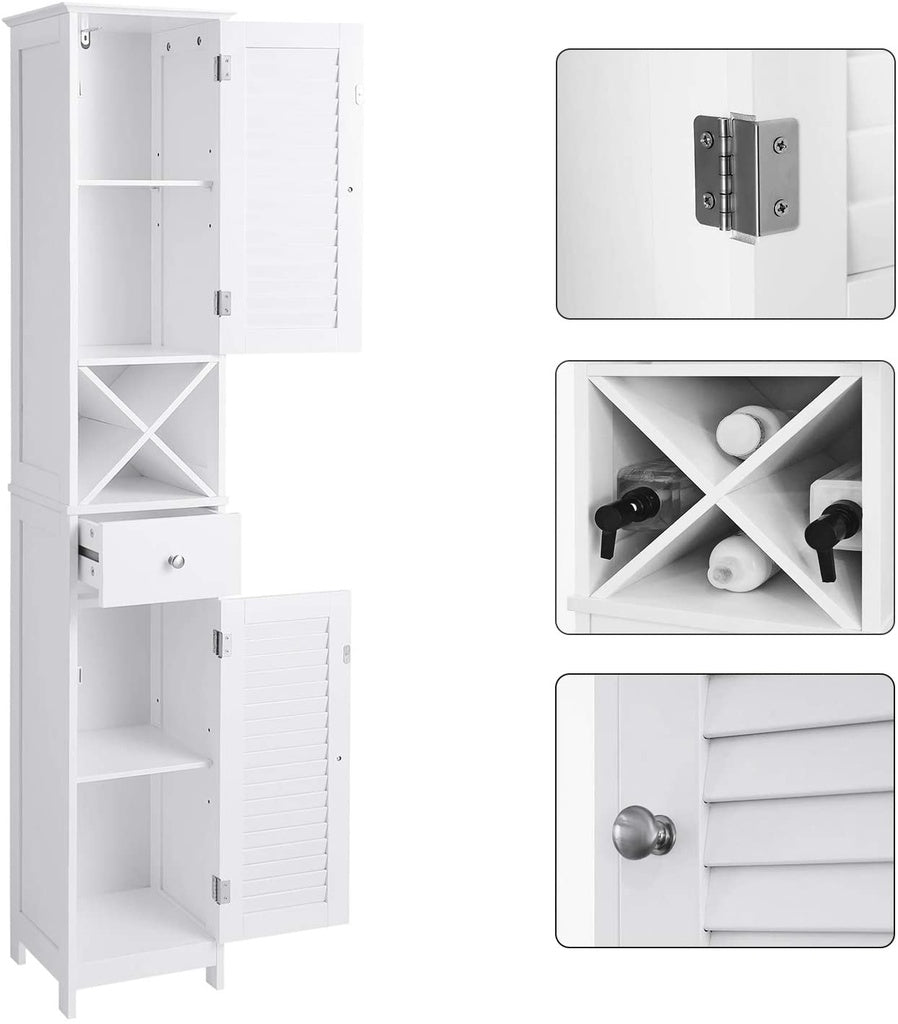 VASAGLE Floor Cabinet with 2 Doors and Shelves White BBC69WT