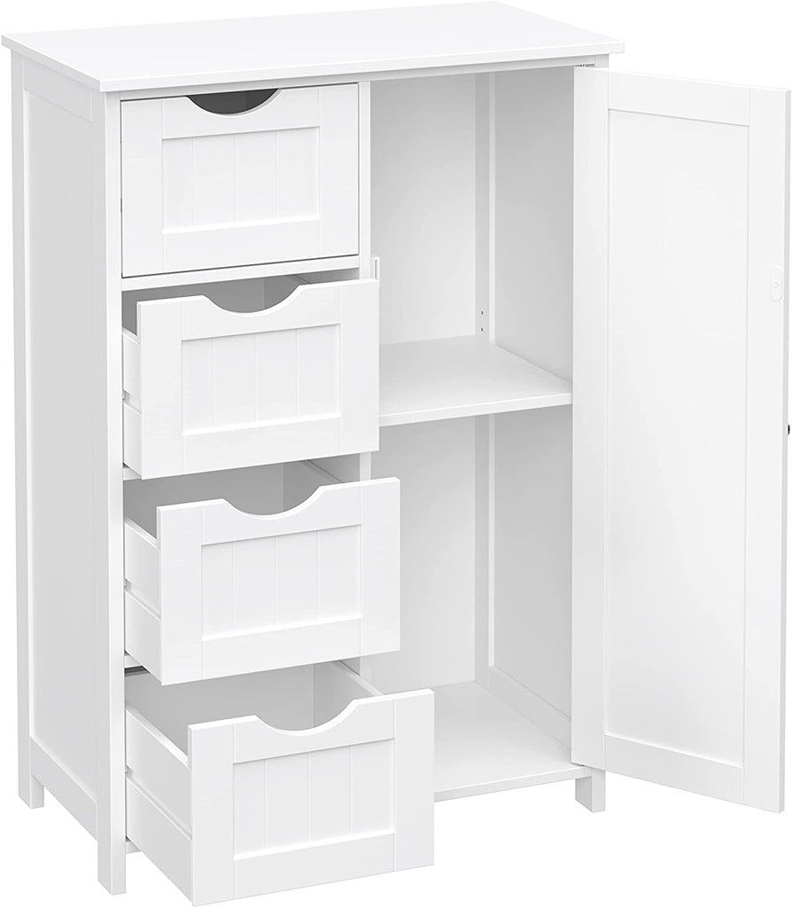 VASAGLE Floor Cabinet with 4 Drawers and Adjustable Shelf White LHC41W