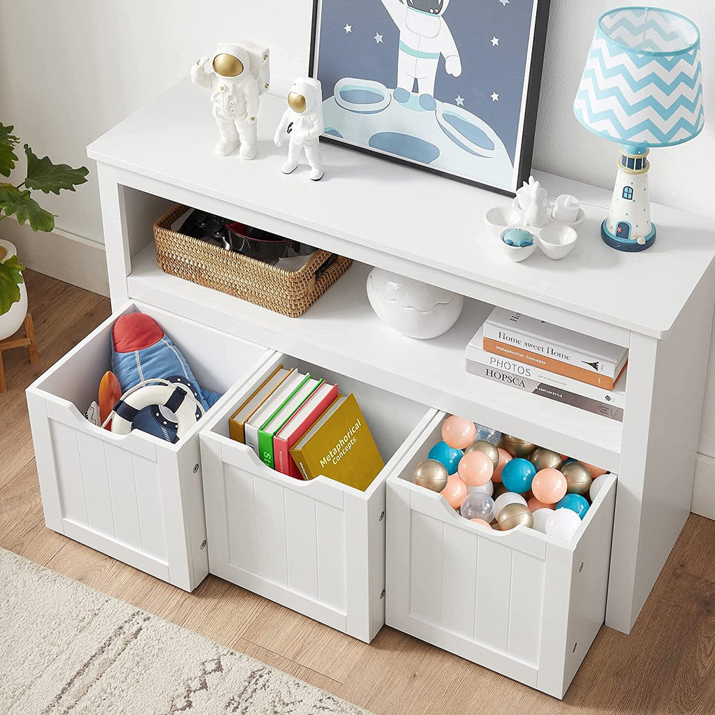 VASAGLE Storage Bench with Shelf and 3 Drawers White LHS380W01