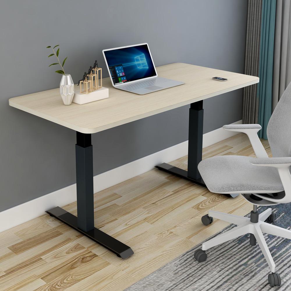 120cm Standing Desk Height Adjustable Sit White Stand Motorised Dual Motors Frame Black Top