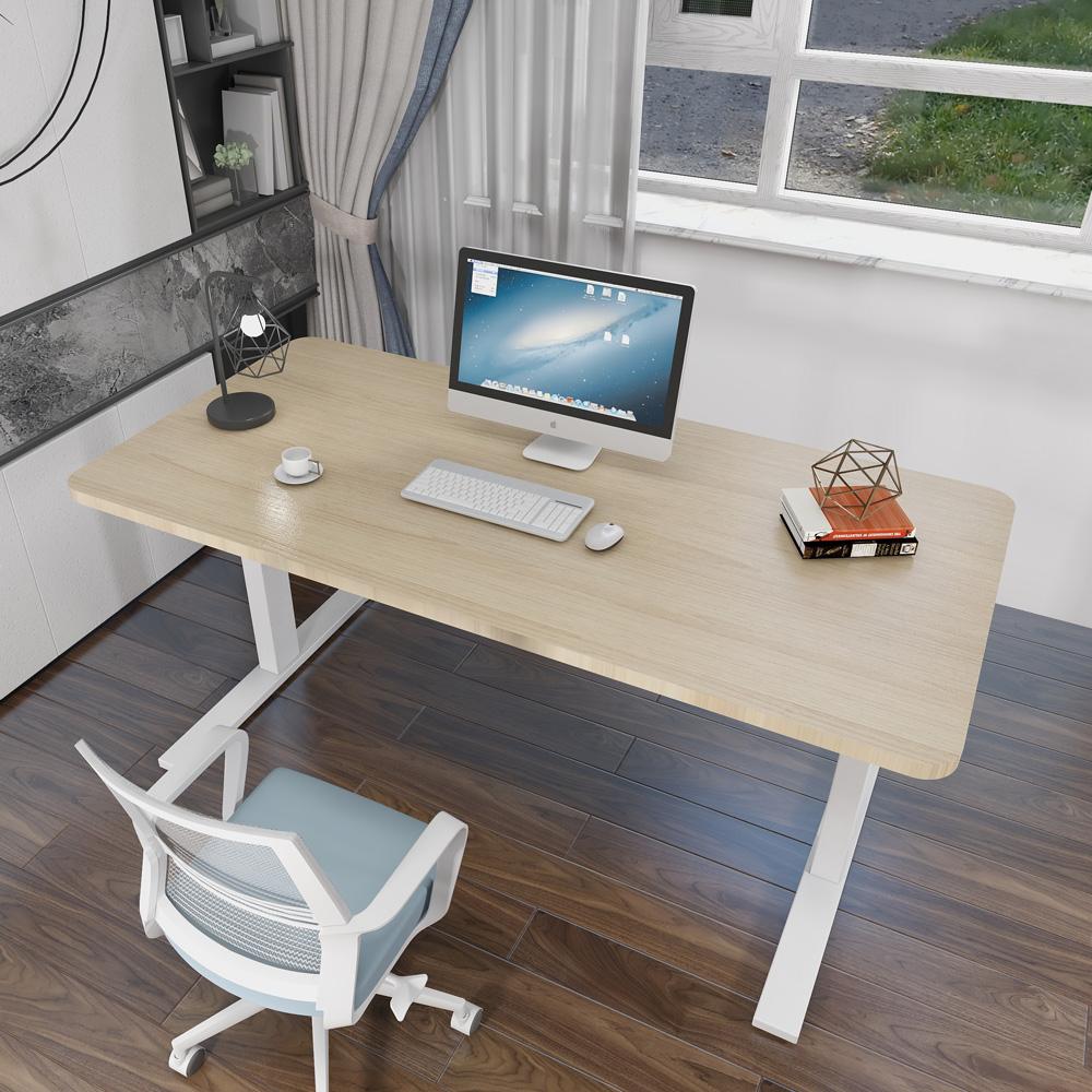 120cm Standing Desk Height Adjustable Sit White Stand Motorised White Single Motor Frame Black Top