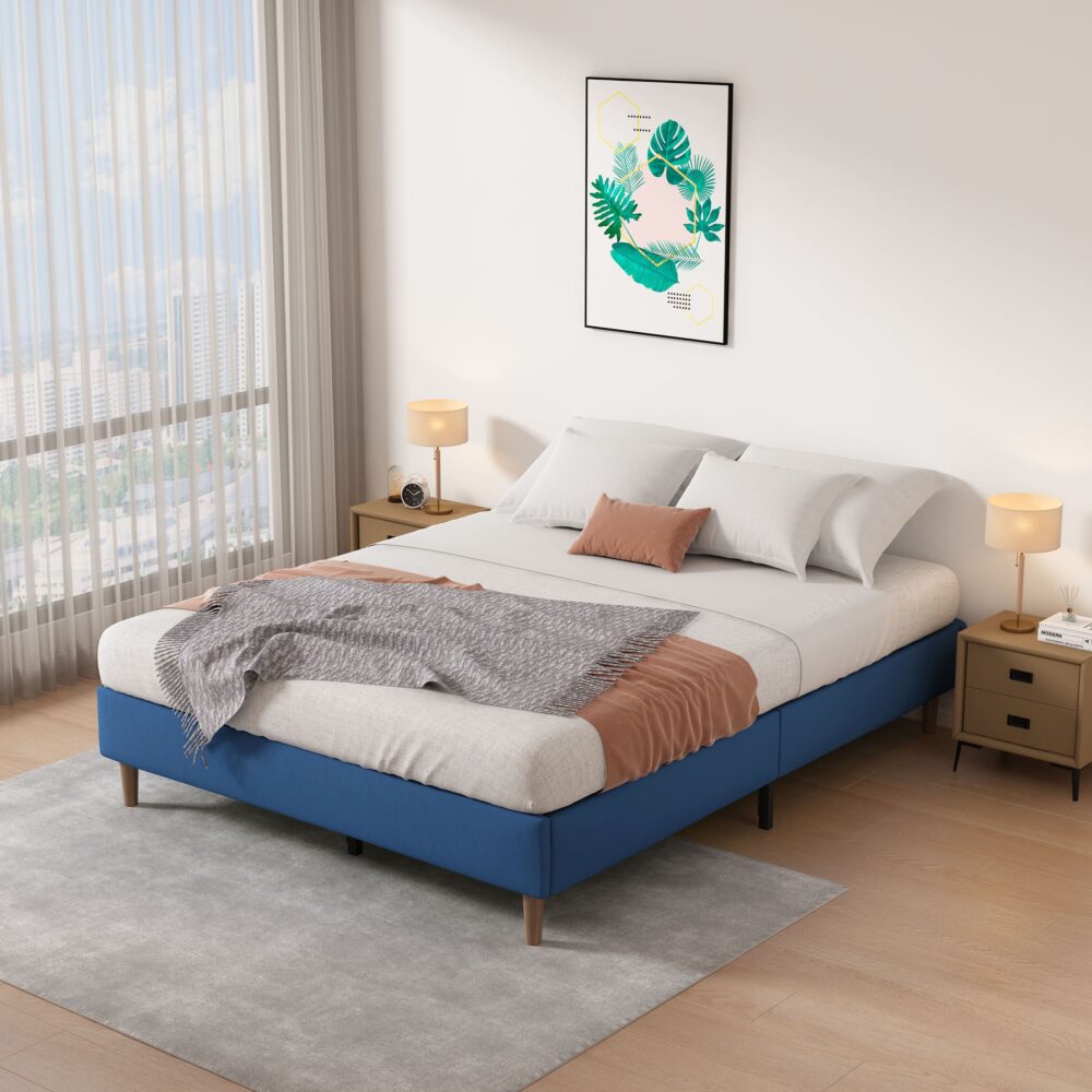 Velvet Blue Bed Frame – Queen