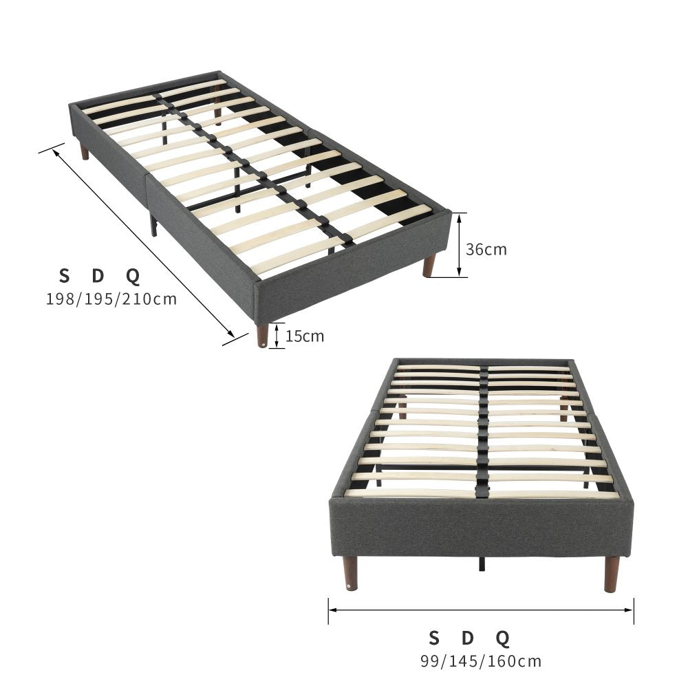 Bed Frame Mattress Foundation (Dark Grey) – Queen