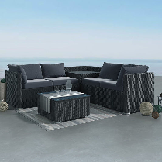 6PCS Outdoor Modular Lounge Sofa Coogee-Black