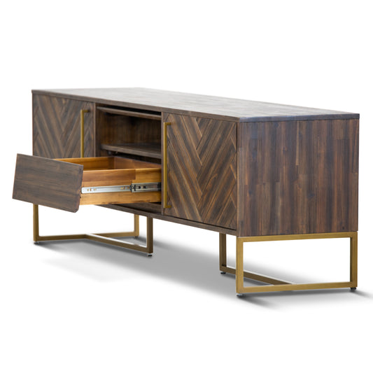 Tuberose ETU Entertainment TV Unit 180cm 2 Door Solid Acacia Timber - Brown