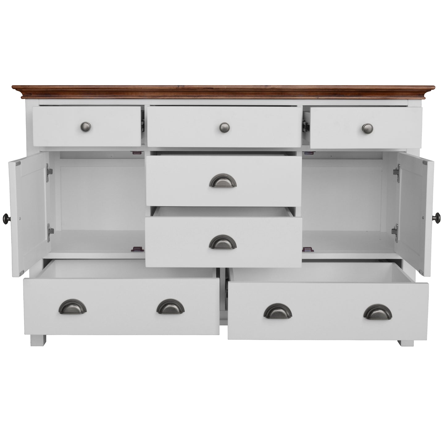 Virginia Dresser 7 Chest of Drawers Solid Wood Tallboy Cabinet - White