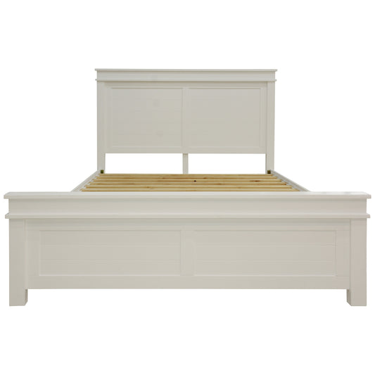 Lily Bed Frame King Size Timber Mattress Base With Storage Drawers - White