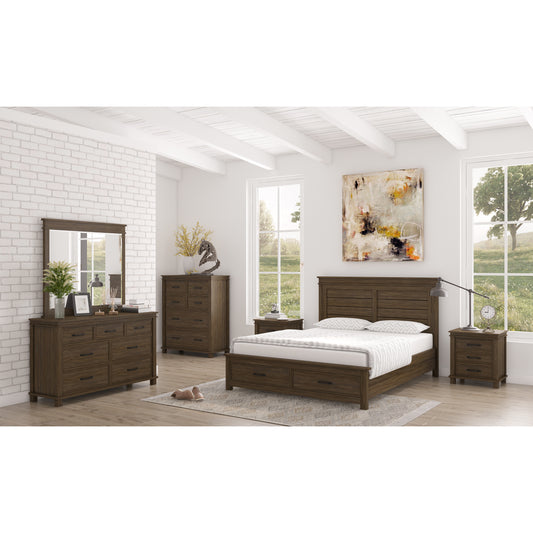 Lily 5pc Queen Bed Suite Bedside Dresser Bedroom Furniture Package - Rustic Grey