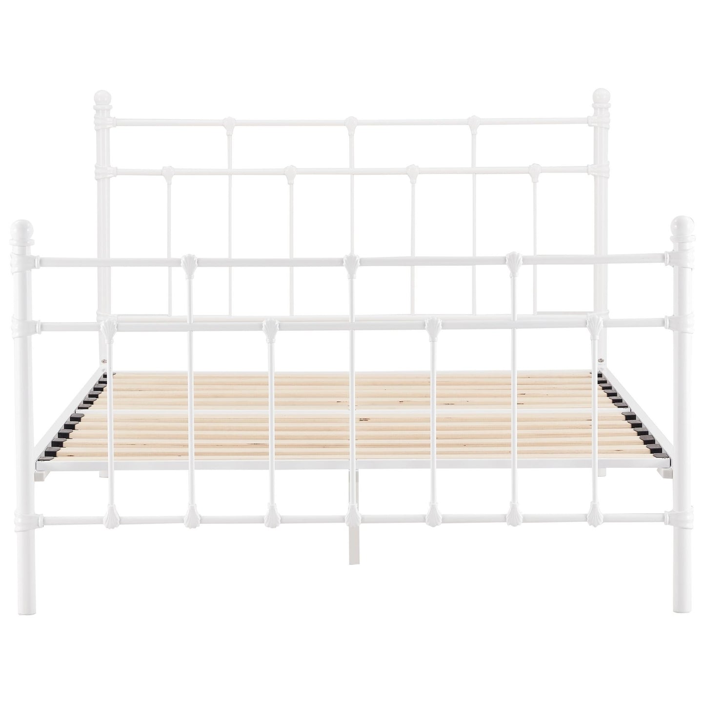 Gracy King Single Bed Size Metal Frame Platform Mattress Base - White