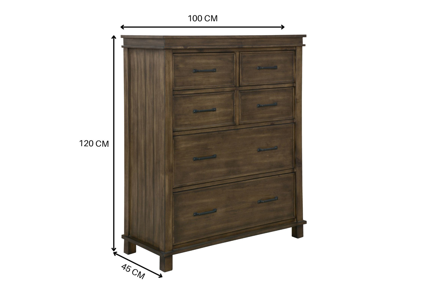 Lily 4pc King Bed Suite Bedside Tallboy Bedroom Furniture Package - Rustic Grey