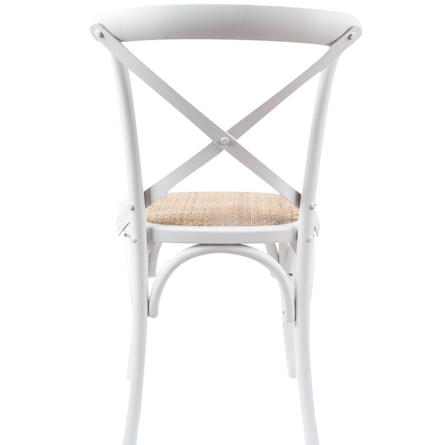 Aster Crossback Dining Chair Set of 8 Solid Birch Timber Wood Ratan Seat - White