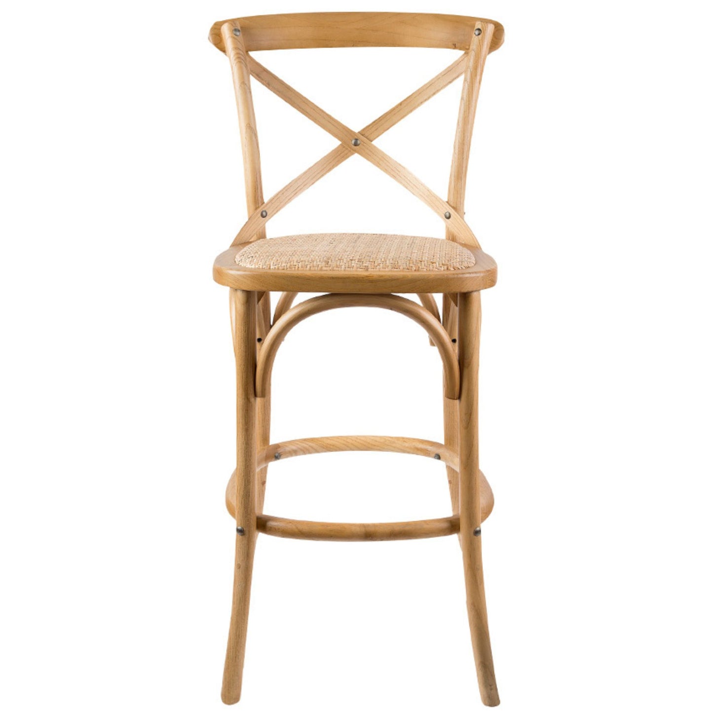 Aster 3pc Crossback Bar Stools Dining Chair Solid Birch Timber Rattan Seat - Oak