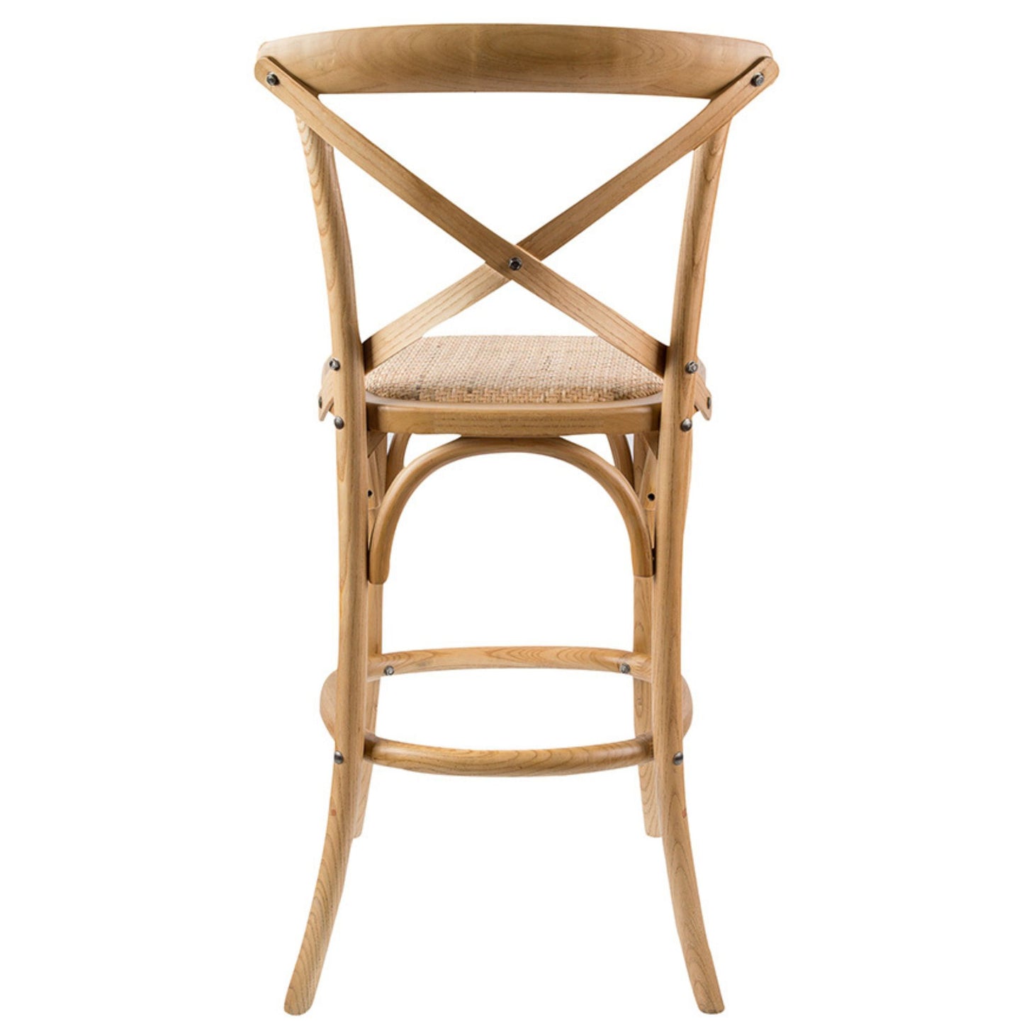 Aster 4pc Crossback Bar Stools Dining Chair Solid Birch Timber Rattan Seat - Oak