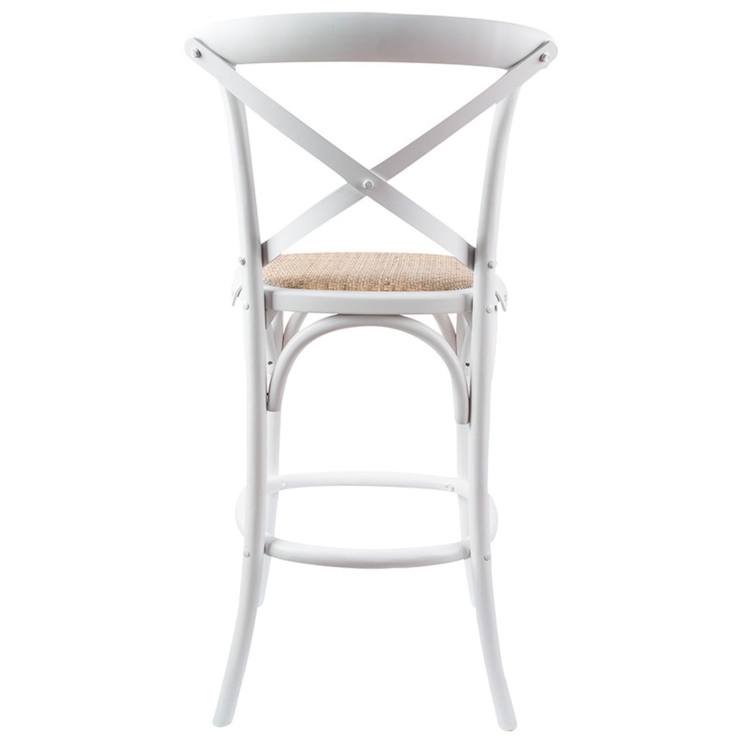 Aster Crossback Bar Stools Dining Chair Solid Birch Timber Rattan Seat - White