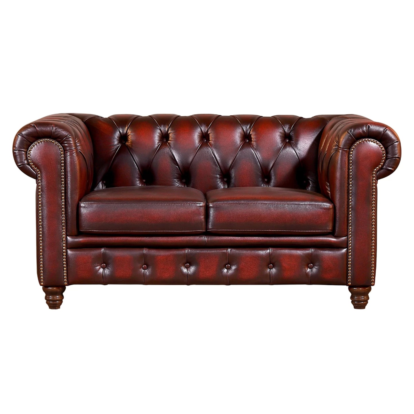 Max Chesterfield 1+2+3 Seater Sofa Set Lounge Genuine Leather Antique Red