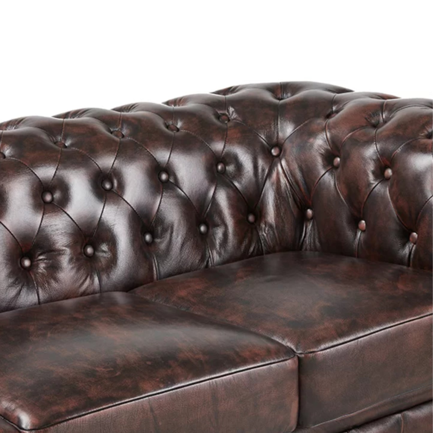 Max Chesterfield 3 Seater Sofa Lounge Genuine Leather Antique Brown