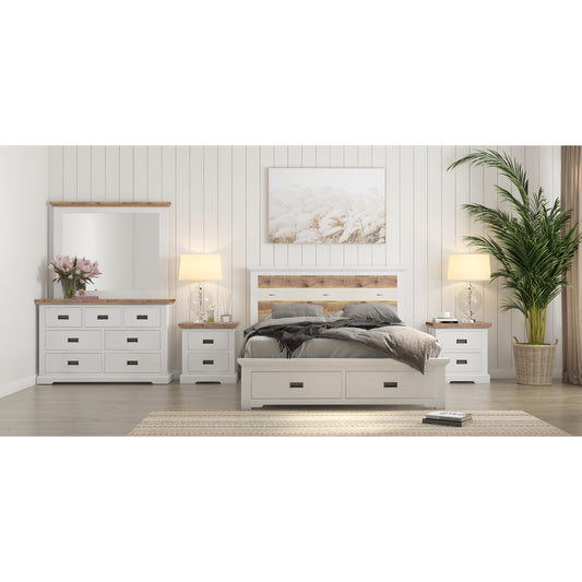 Orville 5pc King Bed Frame Suite Bedside Dresser Furniture Package - Multi Color