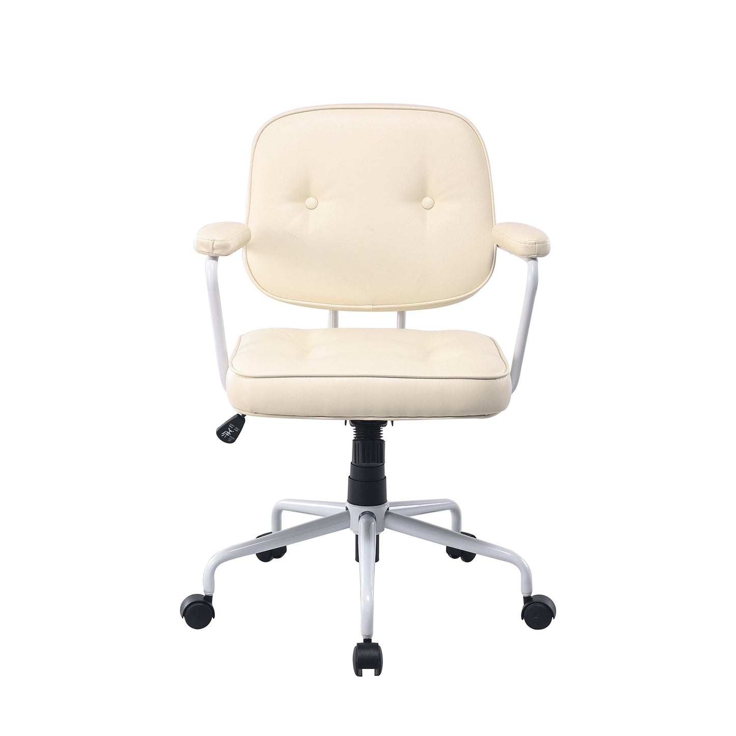 Louise White Frame Faux Leather Home Office Chair in Beige