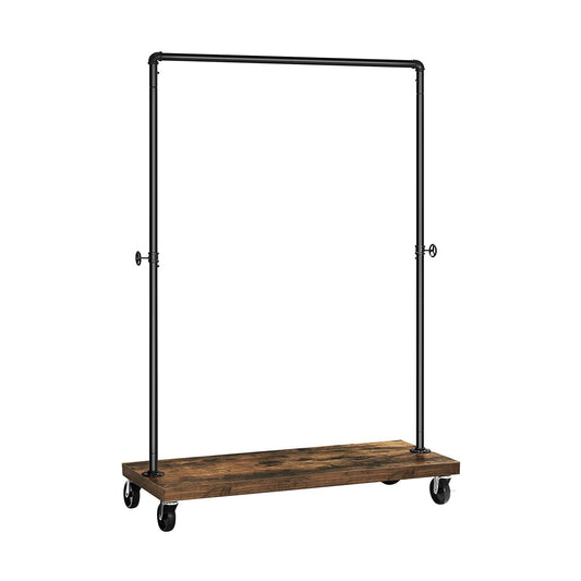 VASAGLE Industrial Pipe Style Rolling Garment Rack with Shoe Shelf