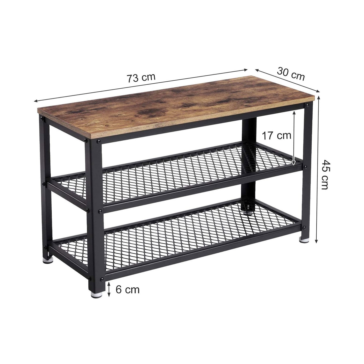 VASAGLE 3 Tier Shoe Storage Bench 73 cm Length