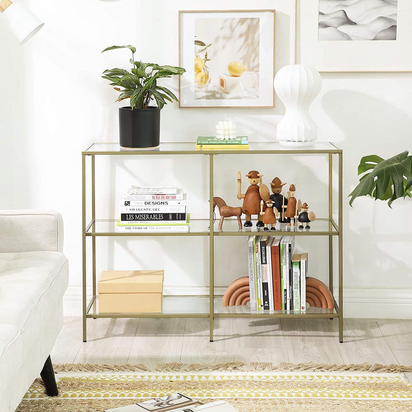 VASAGLE Sofa Console Table with 3 Shelves