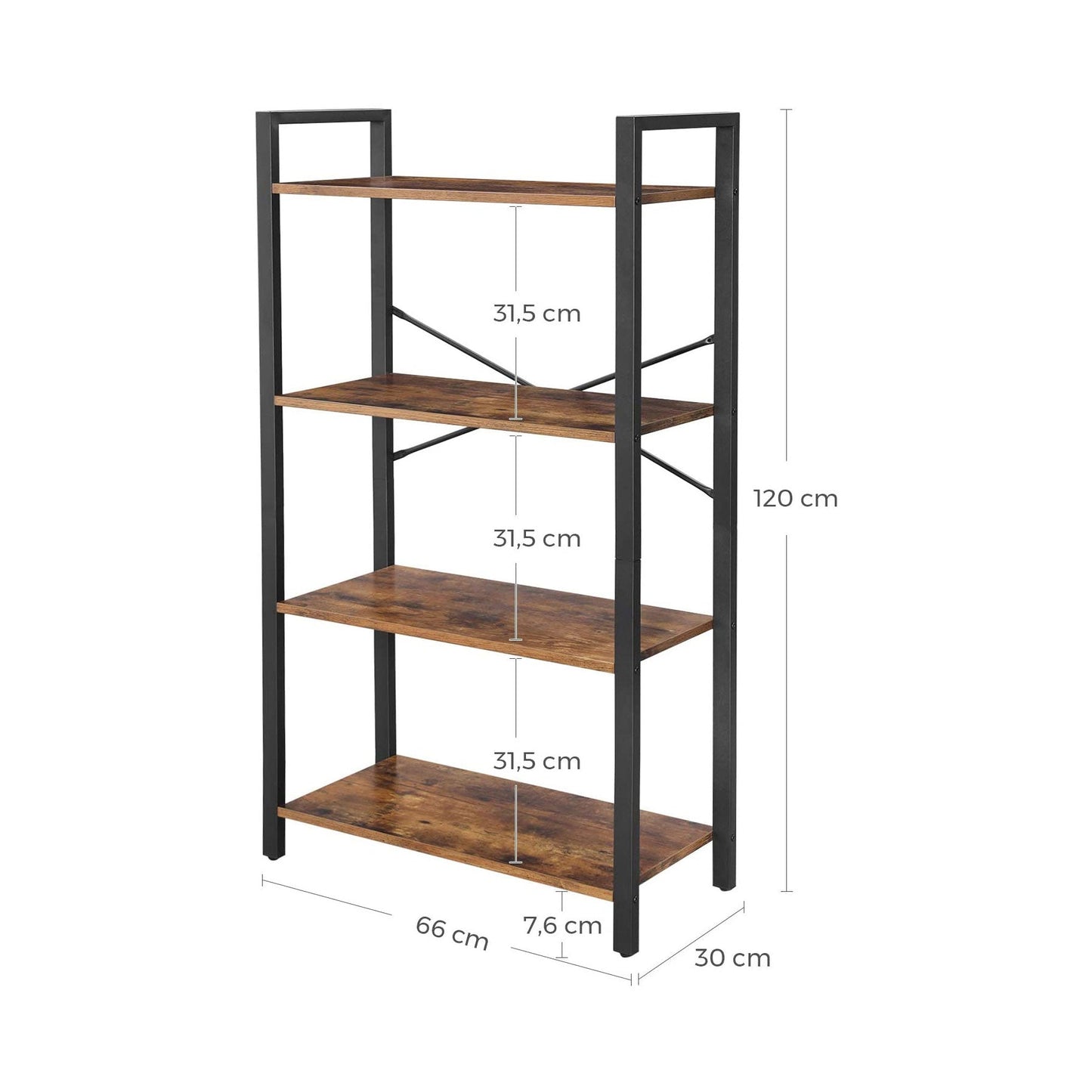 VASAGLE 4-Tier Industrial Ladder Shelf Living Room Bookcase