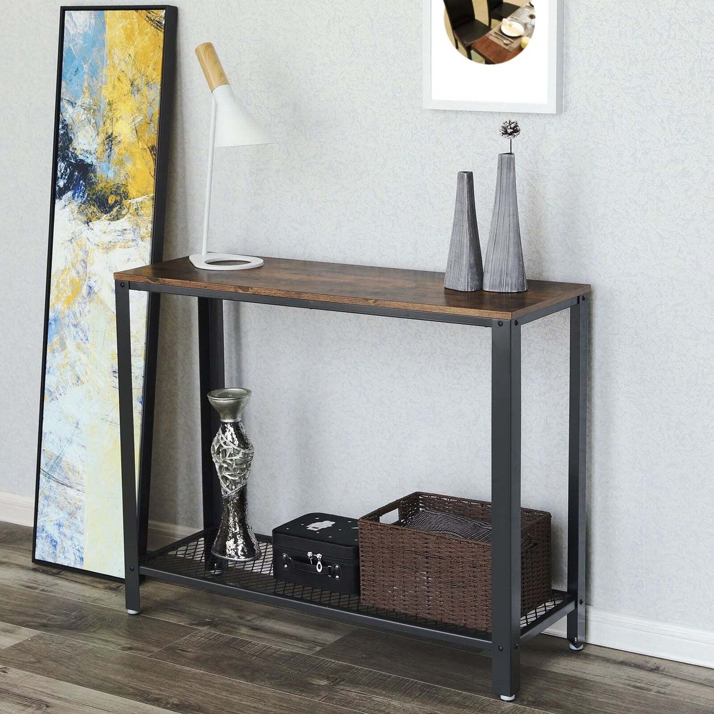 VASAGLE Console Table with Mesh Shelf