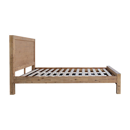 Bed Frame Double Size in Solid Wood Veneered Acacia Bedroom Timber Slat in Oak