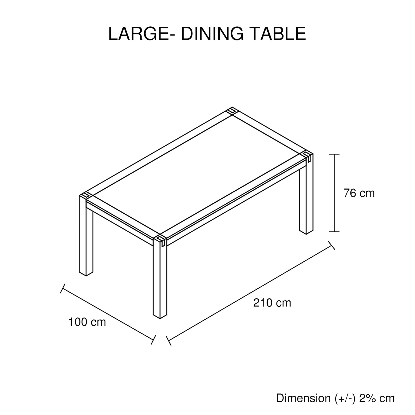 Dining Table 210cm Large Size with Solid Acacia Wooden Base in Oak Colour