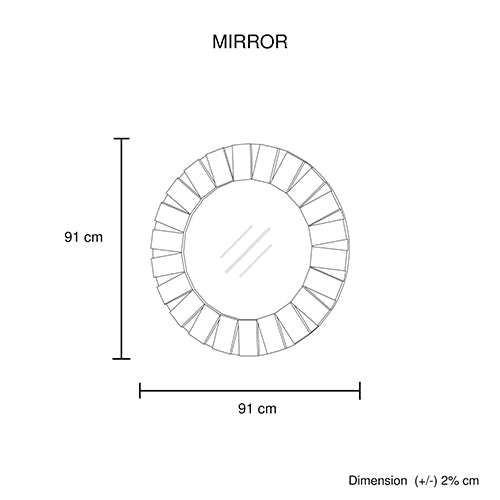 Wall Mirror MDF Construction Round Shape Combination of Black & Silver Colour