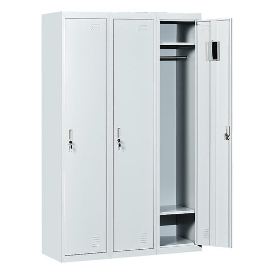 Three-Door Side by Side Office Gym Shed Storage Locker