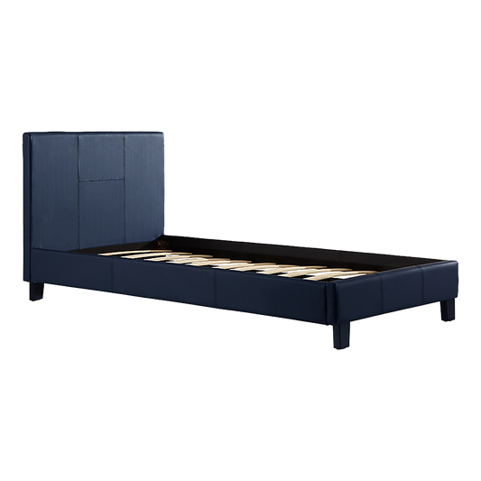 Single PU Leather Bed Frame Blue