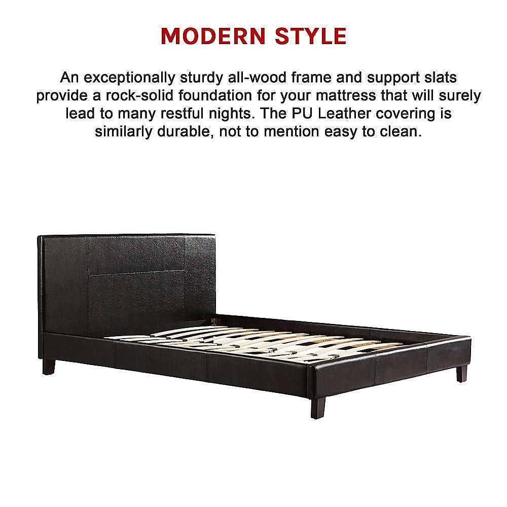 Double PU Leather Bed Frame Black