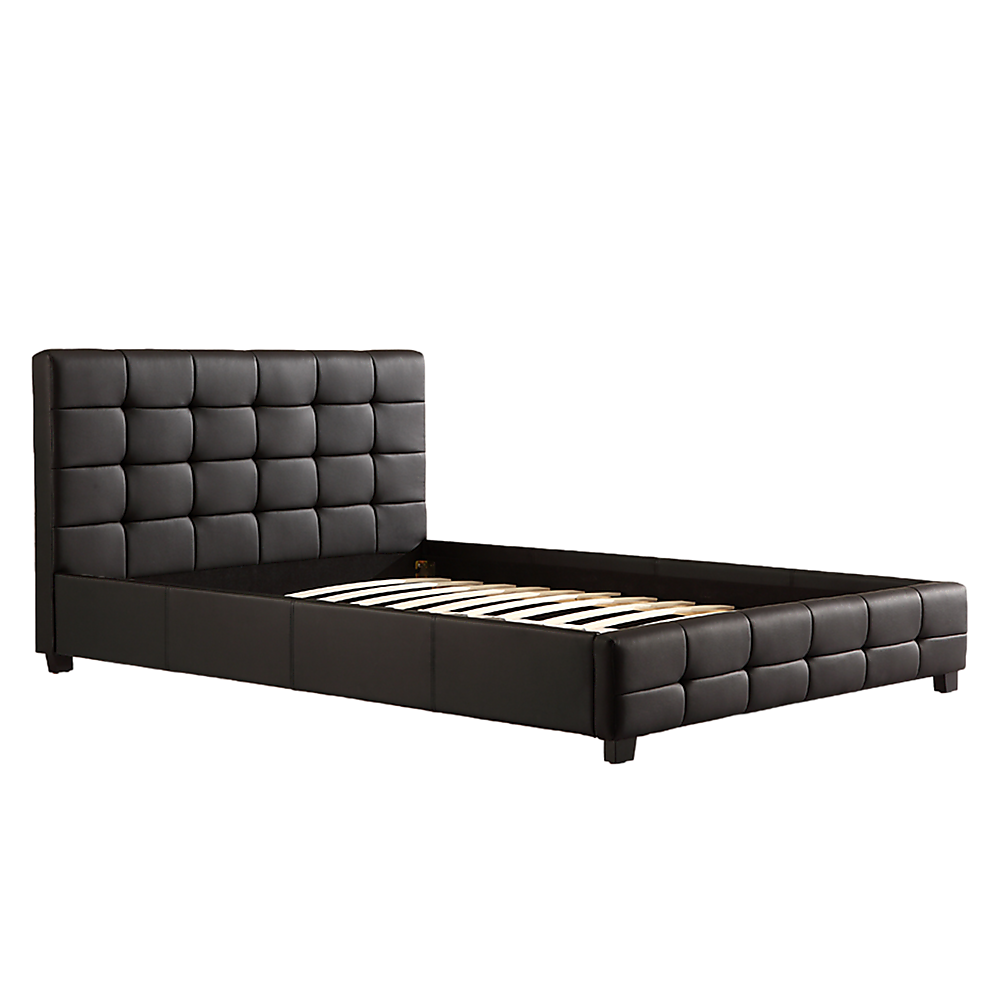 Double PU Leather Deluxe Bed Frame Black