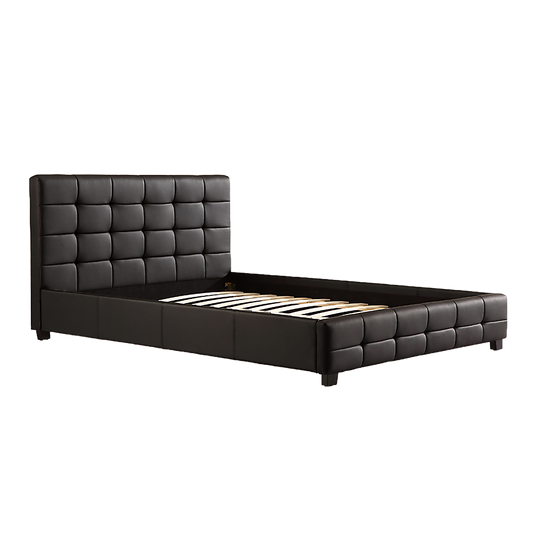 Queen PU Leather Deluxe Bed Frame Black