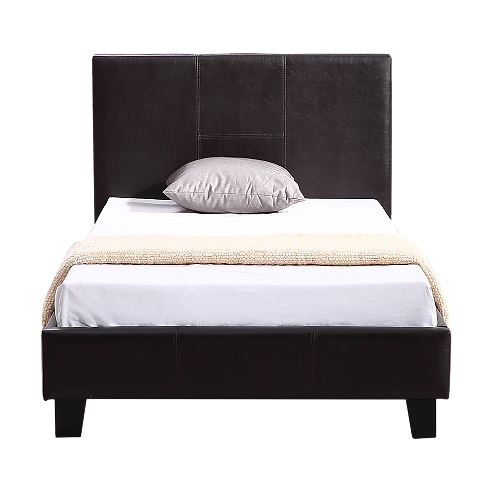 Single PU Leather Bed Frame Brown