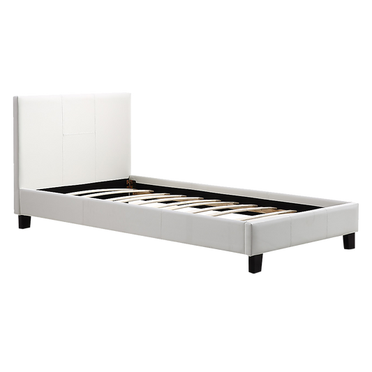 Single PU Leather Bed Frame White