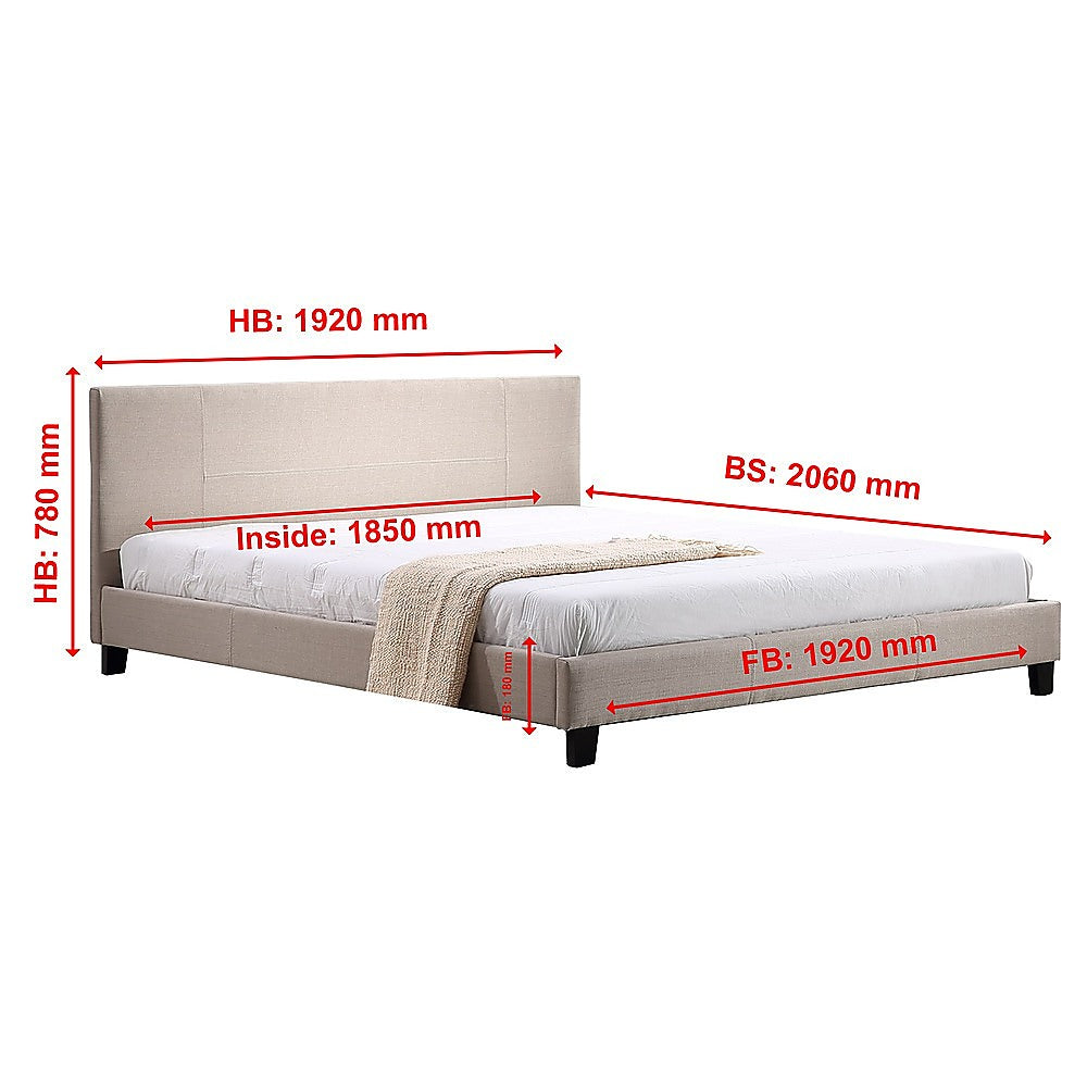 King Linen Fabric Bed Frame Beige