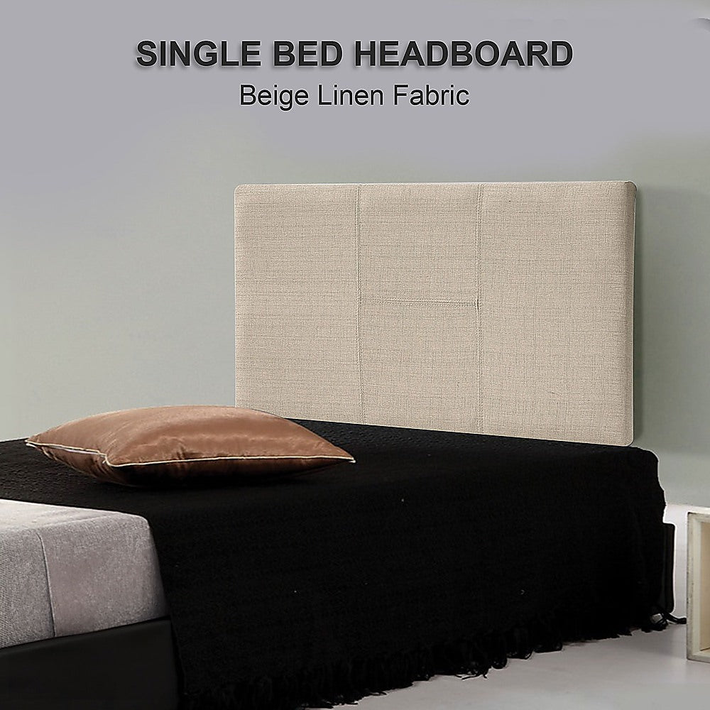 Linen Fabric Single Bed Headboard Bedhead - Beige