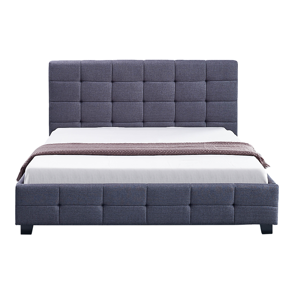 Linen Fabric Queen Deluxe Bed Frame Grey