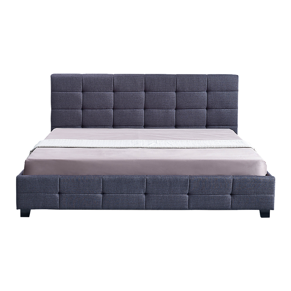 Linen Fabric King Deluxe Bed Frame Grey