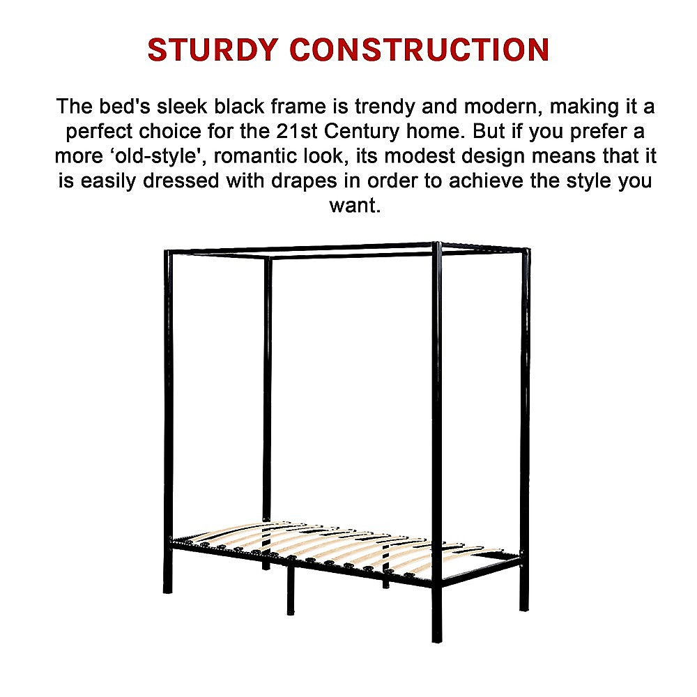 4 Four Poster Single Bed Frame