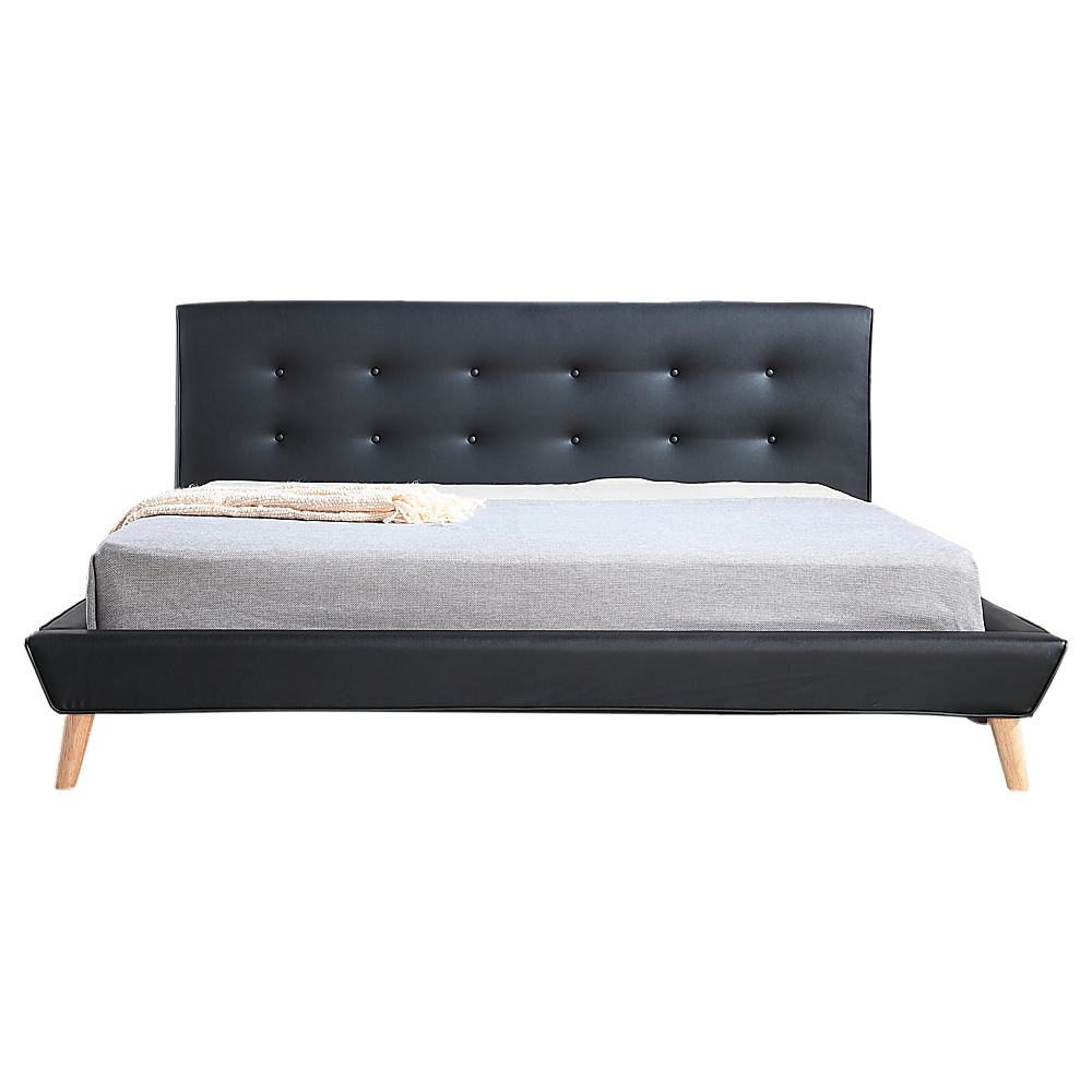 King PU Leather Deluxe Bed Frame Black