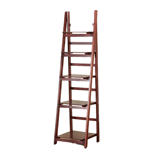 5 Tier Wooden Ladder Shelf Stand Storage Book Shelves Shelving Display Rack