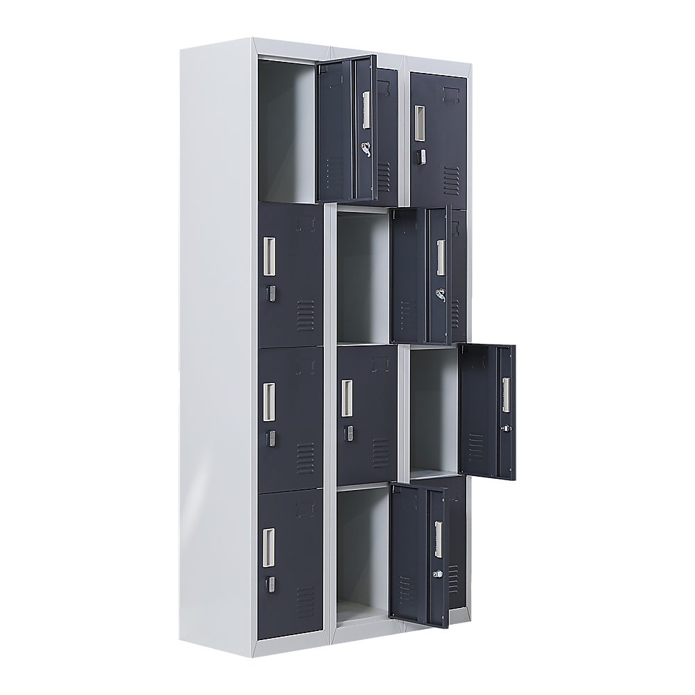 12-Door Locker for Office Gym Shed School Home Storage - Padlock-operated