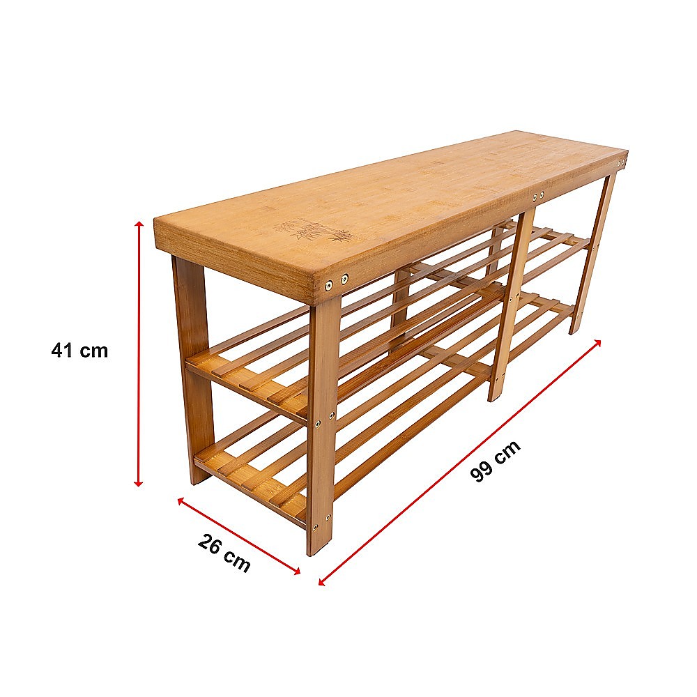 Bamboo Shoe Rack Wooden Bench Storage Organiser Cabinet Holder Stool