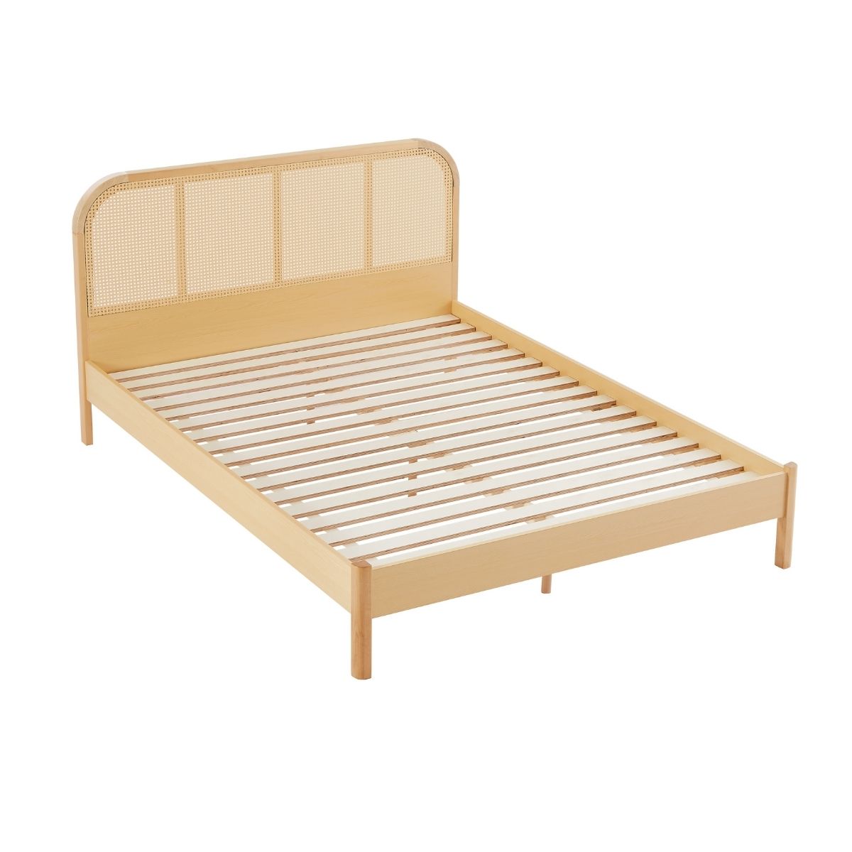 Lulu Bed Frame with Curved Rattan Bedhead - Double