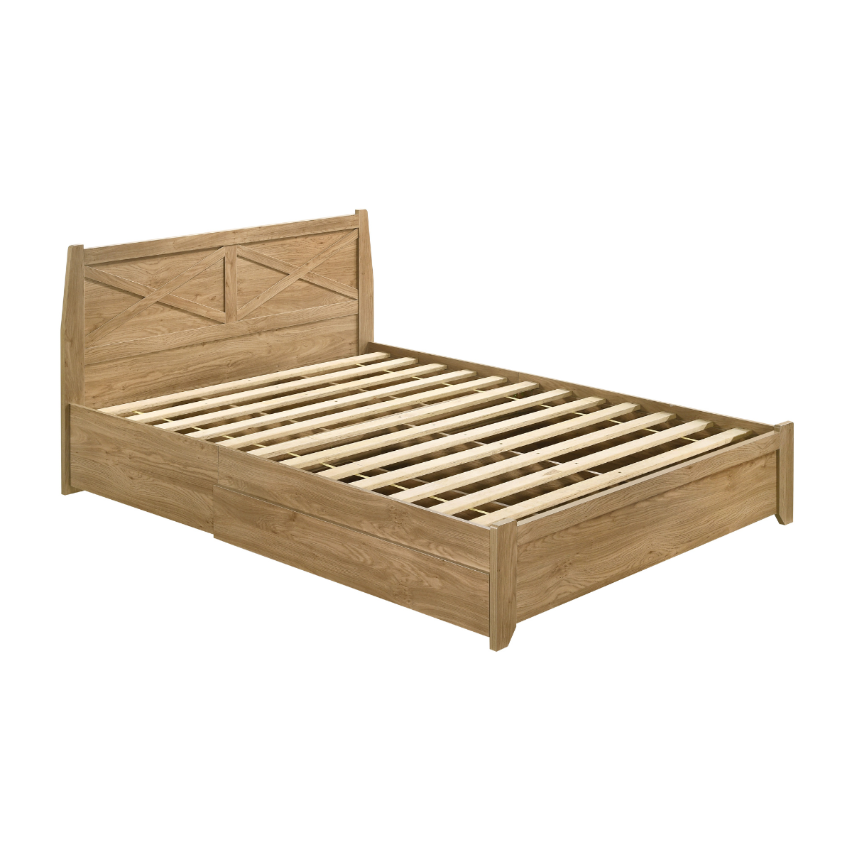 Mica Natural Wooden Bed Frame with Storage Drawers King