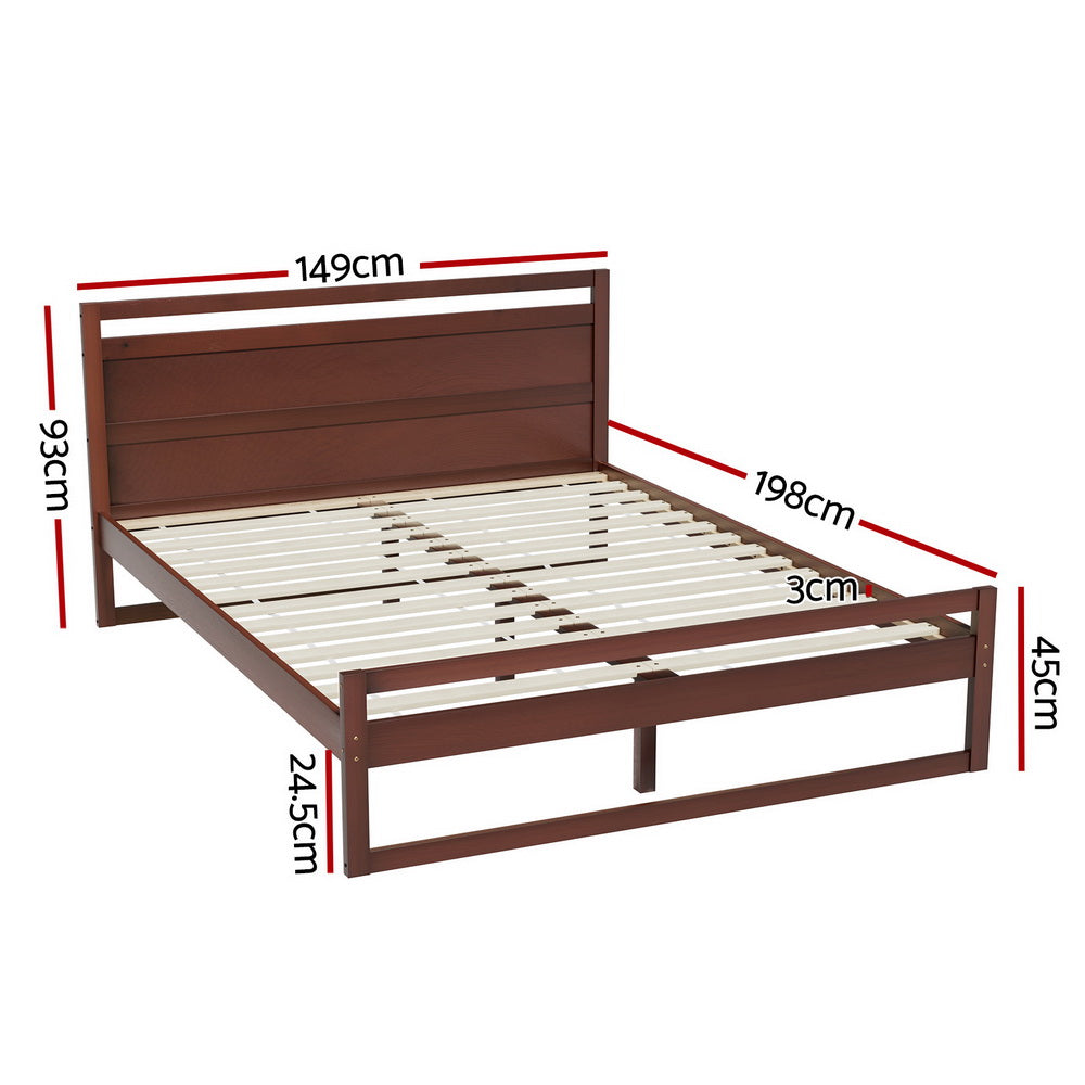 Artiss Bed Frame Double Size Wooden Walnut WITTON